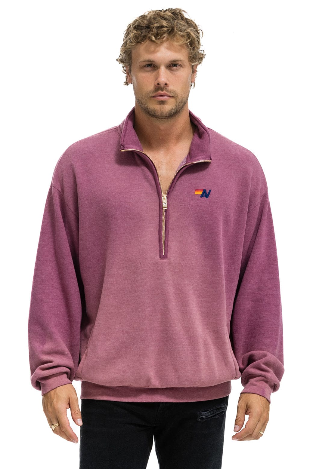 Retro ESSENTIAL HALF ZIP RELAXED SWEATSHIRT - FADED BERRY