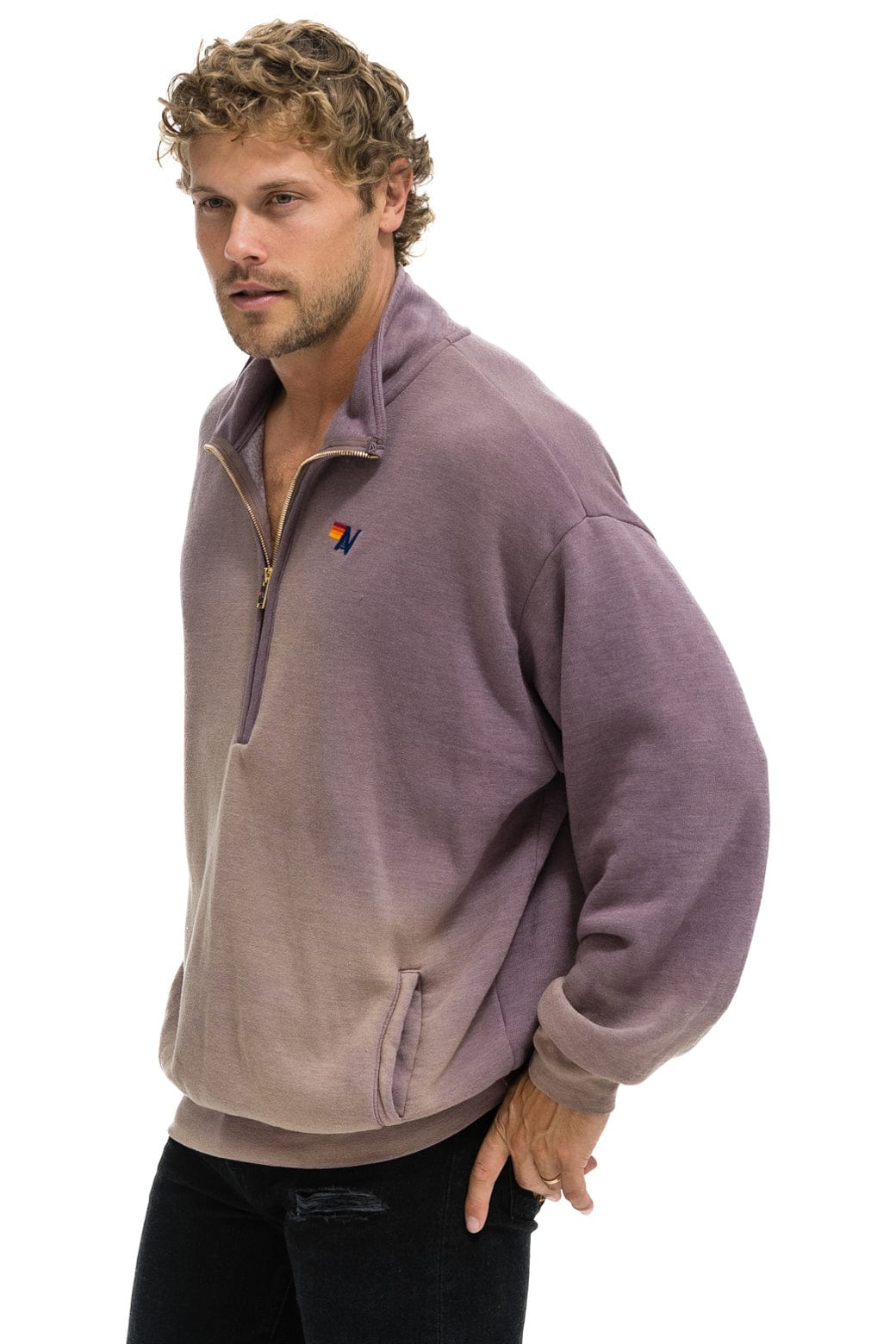 Retro ESSENTIAL HALF ZIP RELAXED SWEATSHIRT - FADED MOCHA
