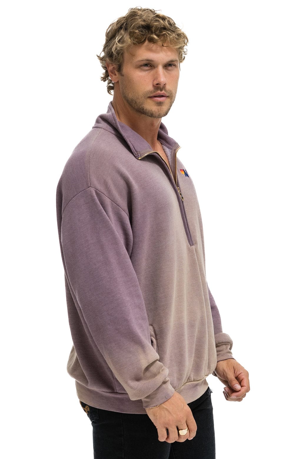 Retro ESSENTIAL HALF ZIP RELAXED SWEATSHIRT - FADED MOCHA