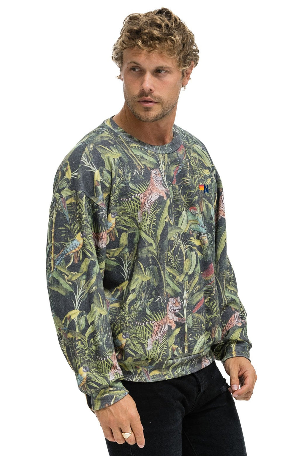Retro JUNGLE RELAXED CREW SWEATSHIRT - VINTAGE CHARCOAL