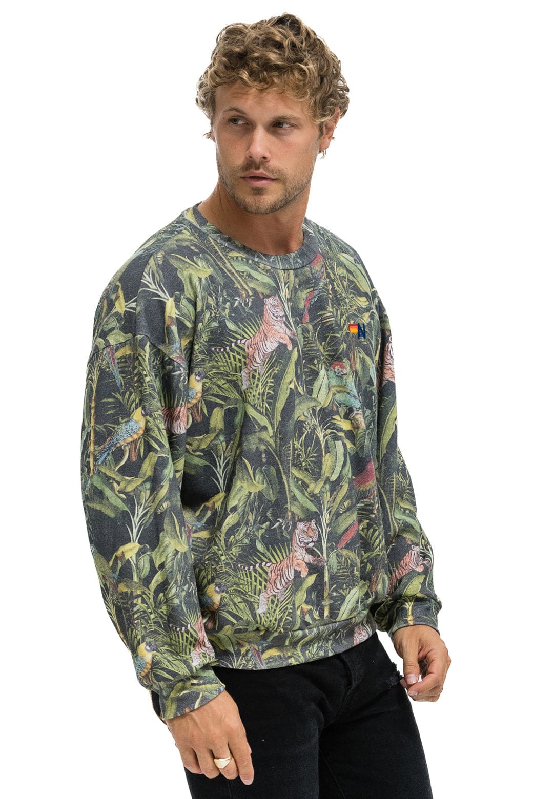 Retro JUNGLE RELAXED CREW SWEATSHIRT - VINTAGE CHARCOAL