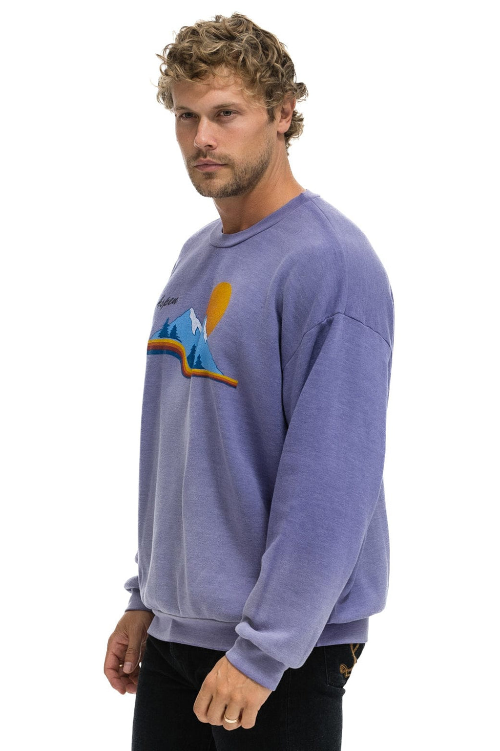 Retro ASPEN MOUNTAIN RELAXED CREW SWEATSHIRT - FADED GRAPE