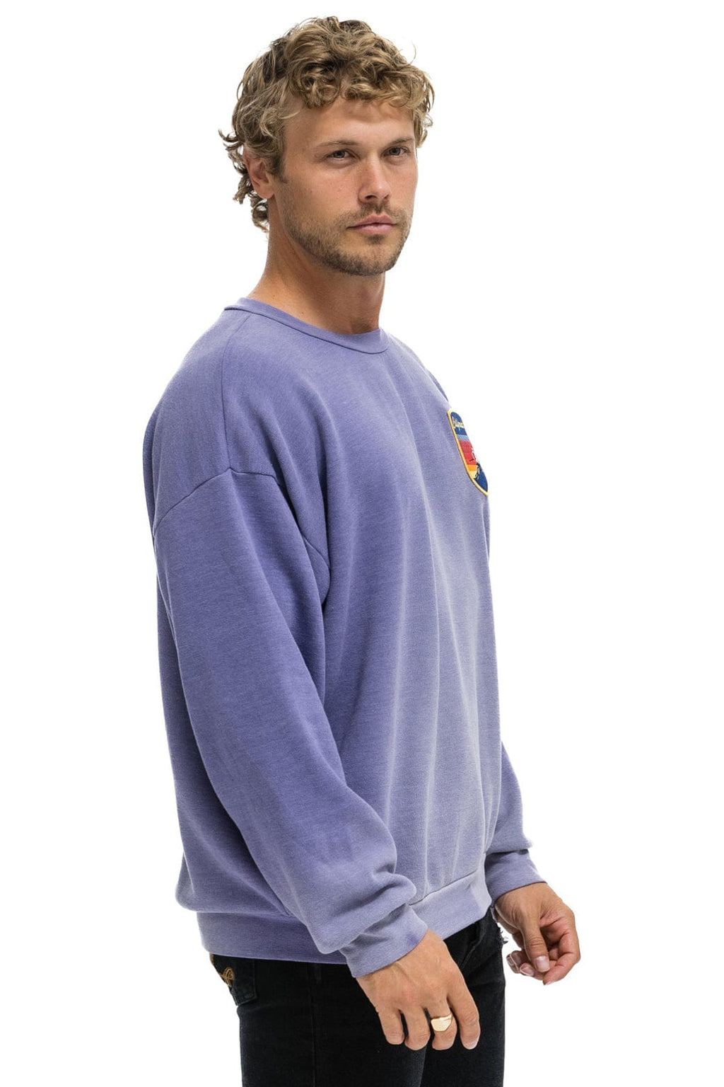 Retro CALIFORNIA SKIER PATCH RELAXED CREW SWEATSHIRT - FADED GRAPE