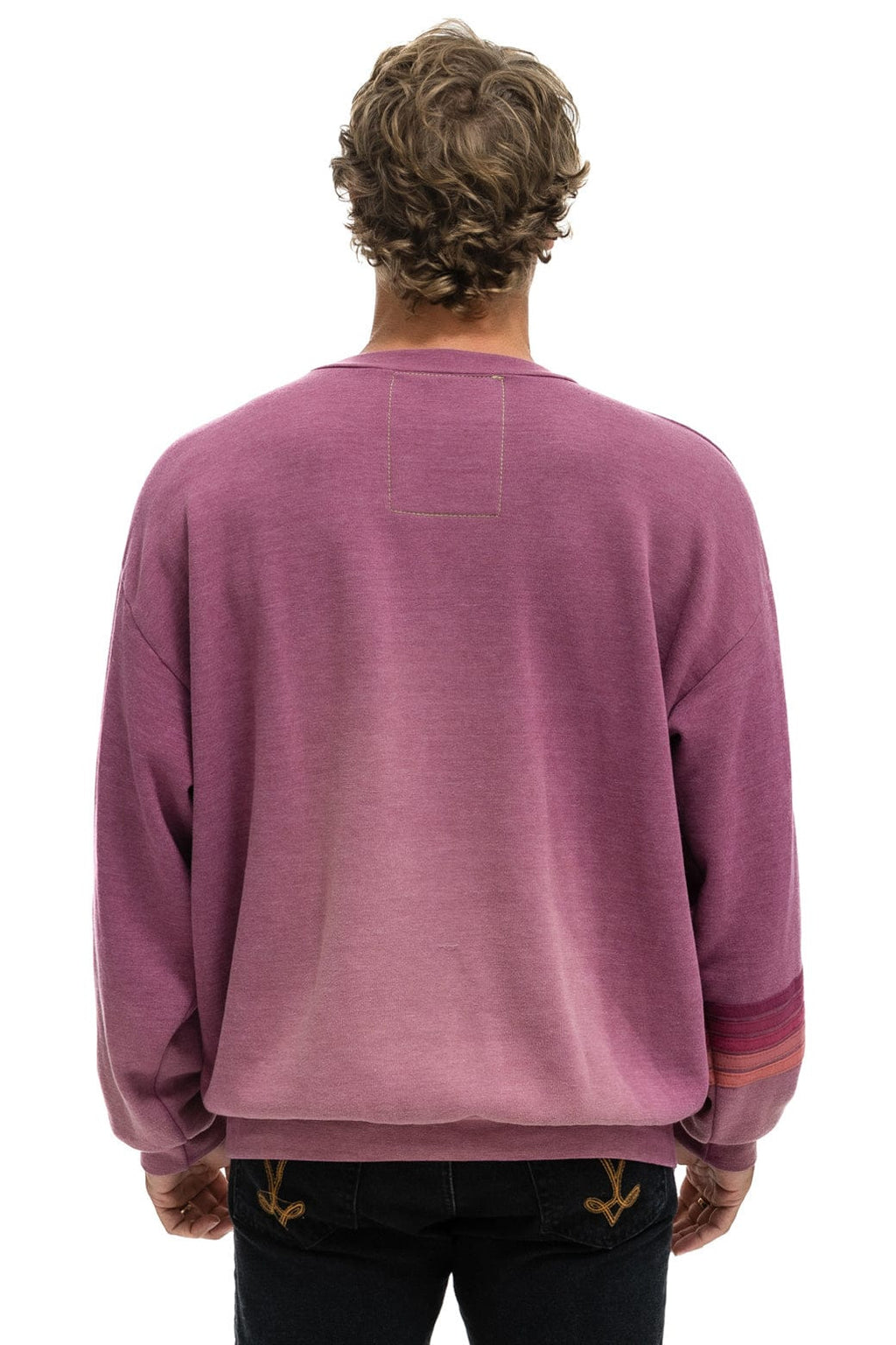 Retro RUGBY STITCH RELAXED CREW SWEATSHIRT - FADED BERRY