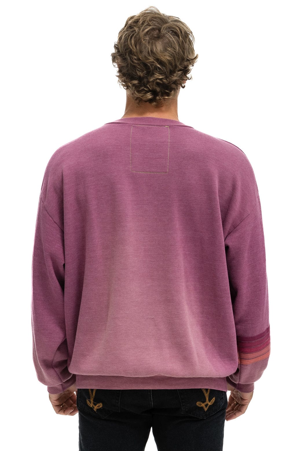 Retro RUGBY STITCH RELAXED CREW SWEATSHIRT - FADED BERRY