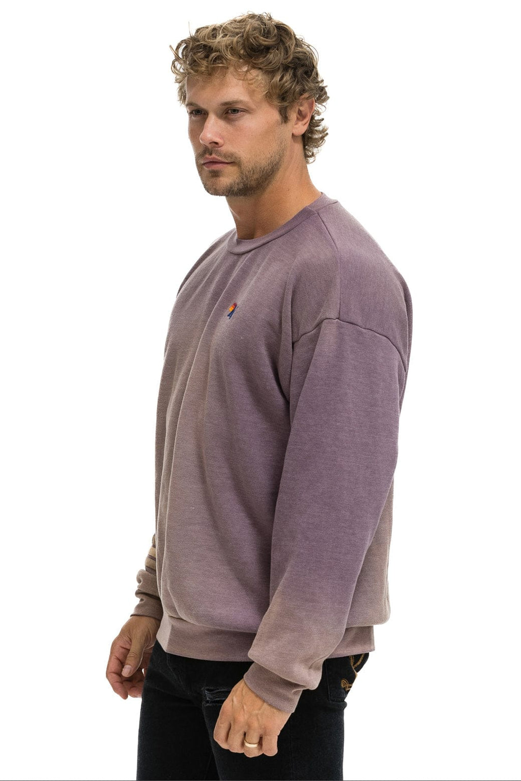 Retro RUGBY STITCH RELAXED CREW SWEATSHIRT - FADED MOCHA