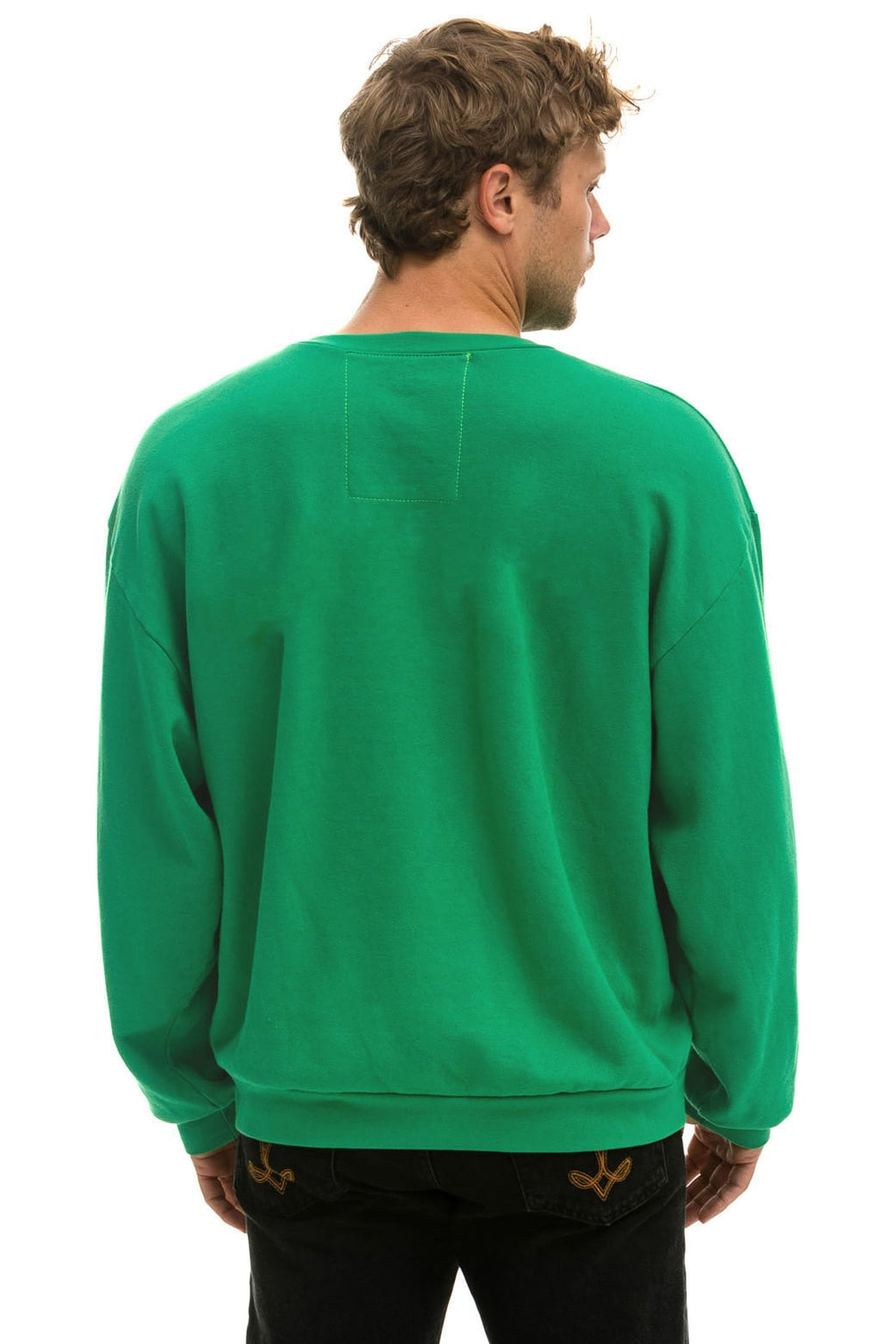 Retro 5 STRIPE RELAXED CREW SWEATSHIRT -KELLY GREEN