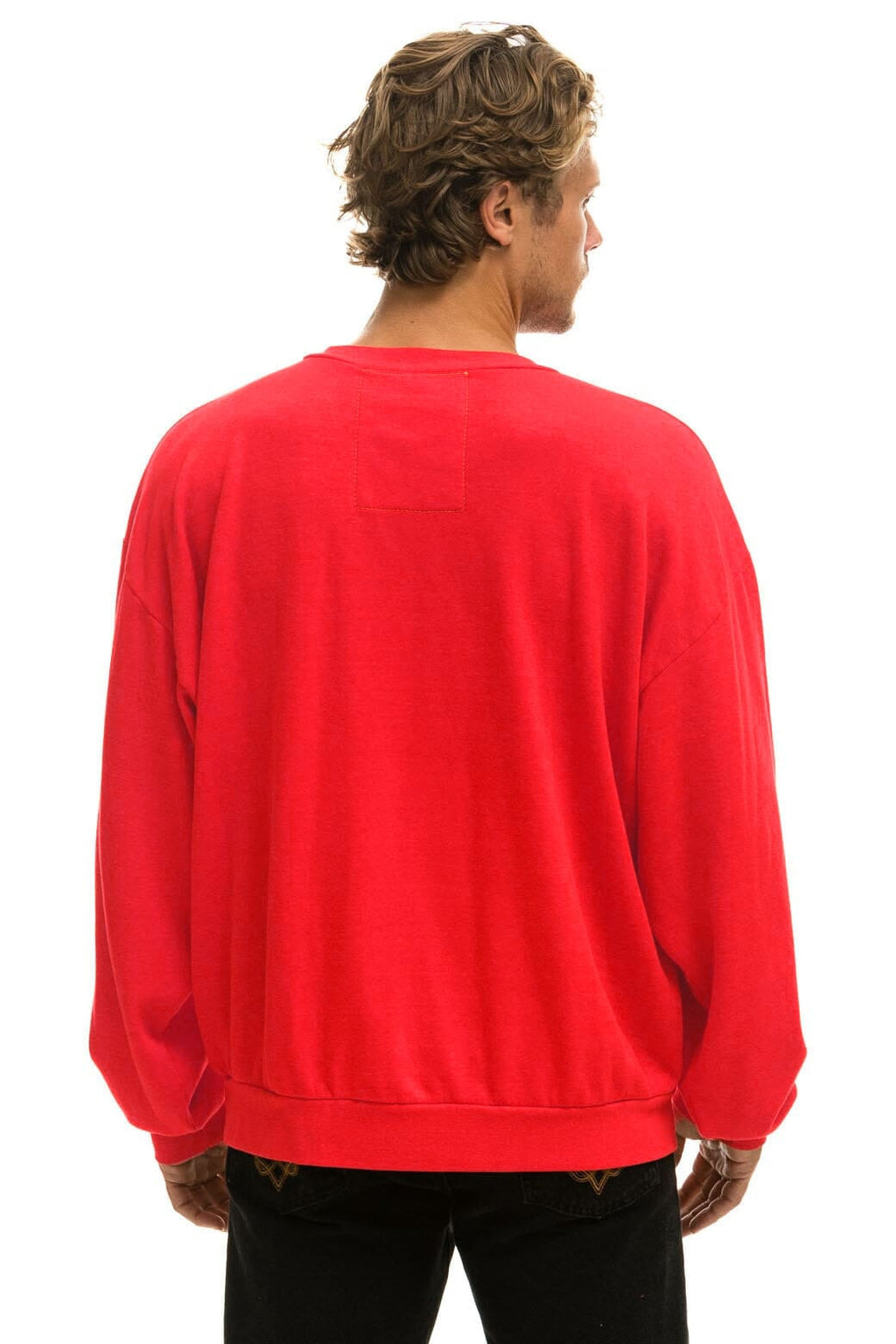 Retro 5 STRIPE RELAXED CREW SWEATSHIRT - RED