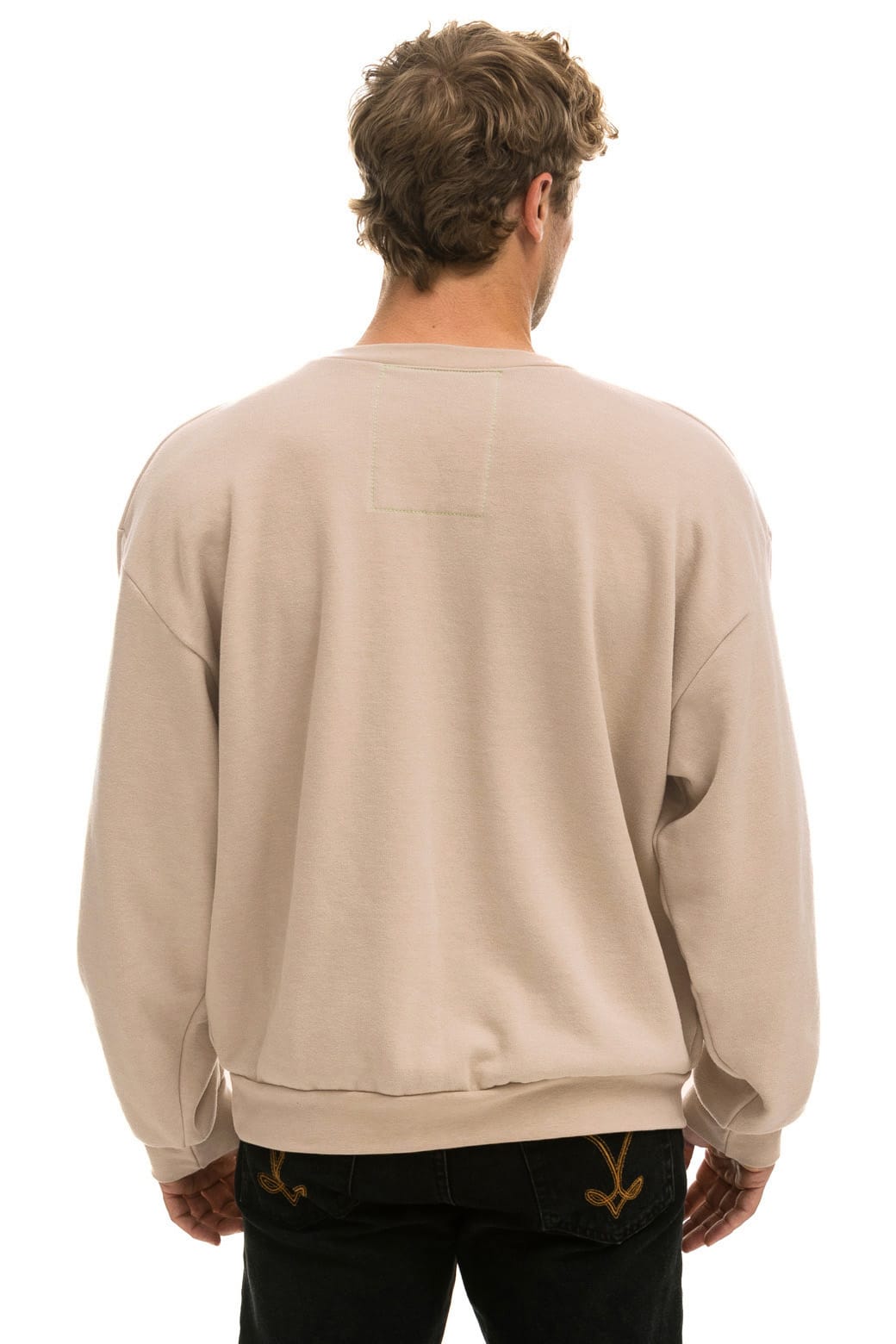 Retro 5 STRIPE RELAXED CREW SWEATSHIRT - SAND