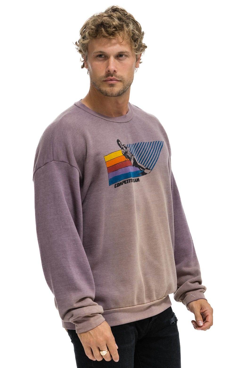 Retro WATER SKIER RELAXED CREW SWEATSHIRT - FADED MOCHA