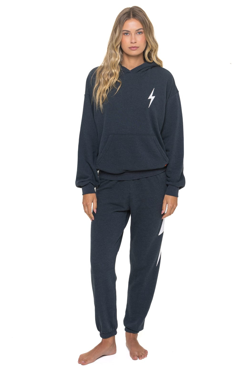 Retro BOLT STITCH RELAXED PULLOVER HOODIE - CHARCOAL