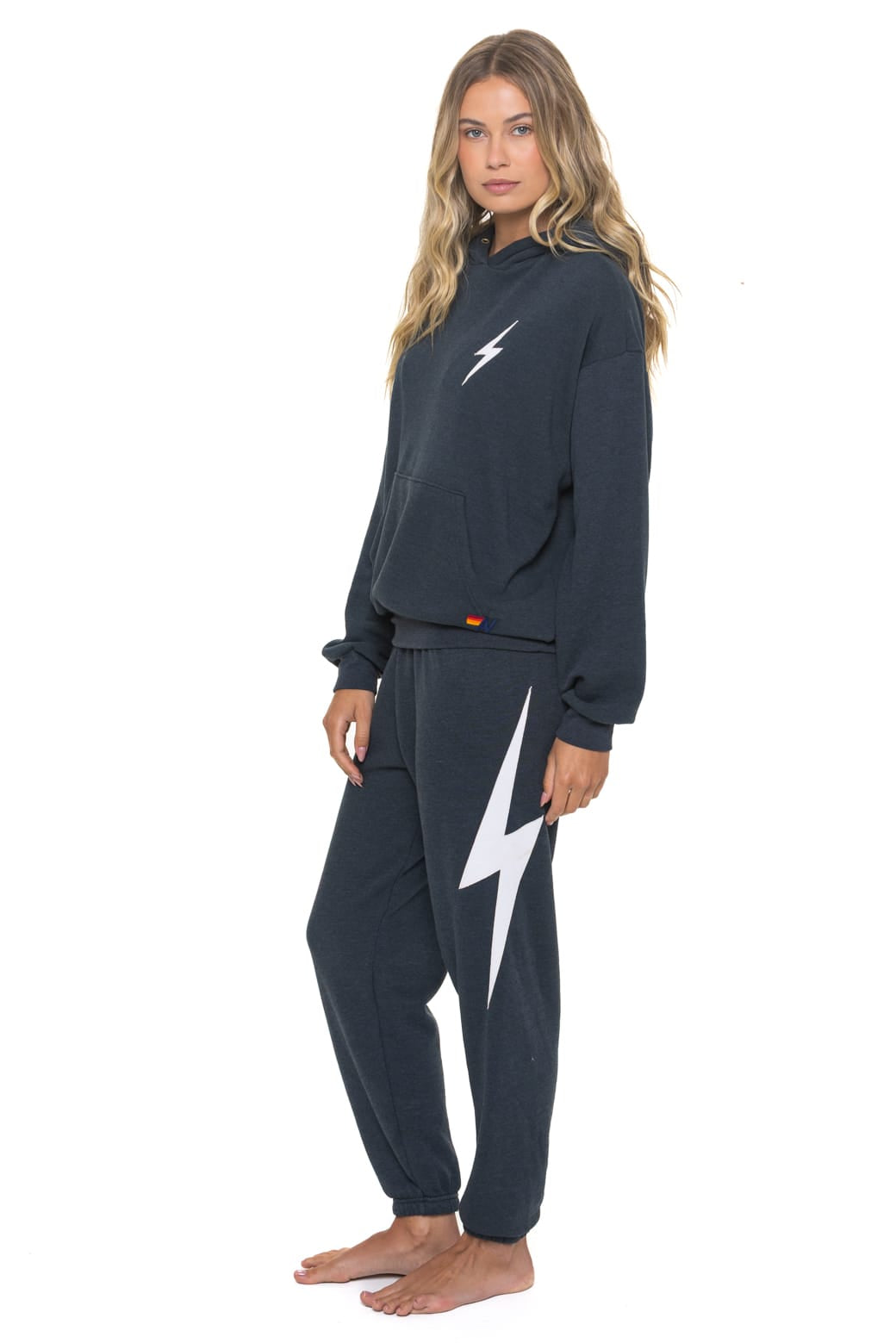 Retro BOLT STITCH RELAXED PULLOVER HOODIE - CHARCOAL