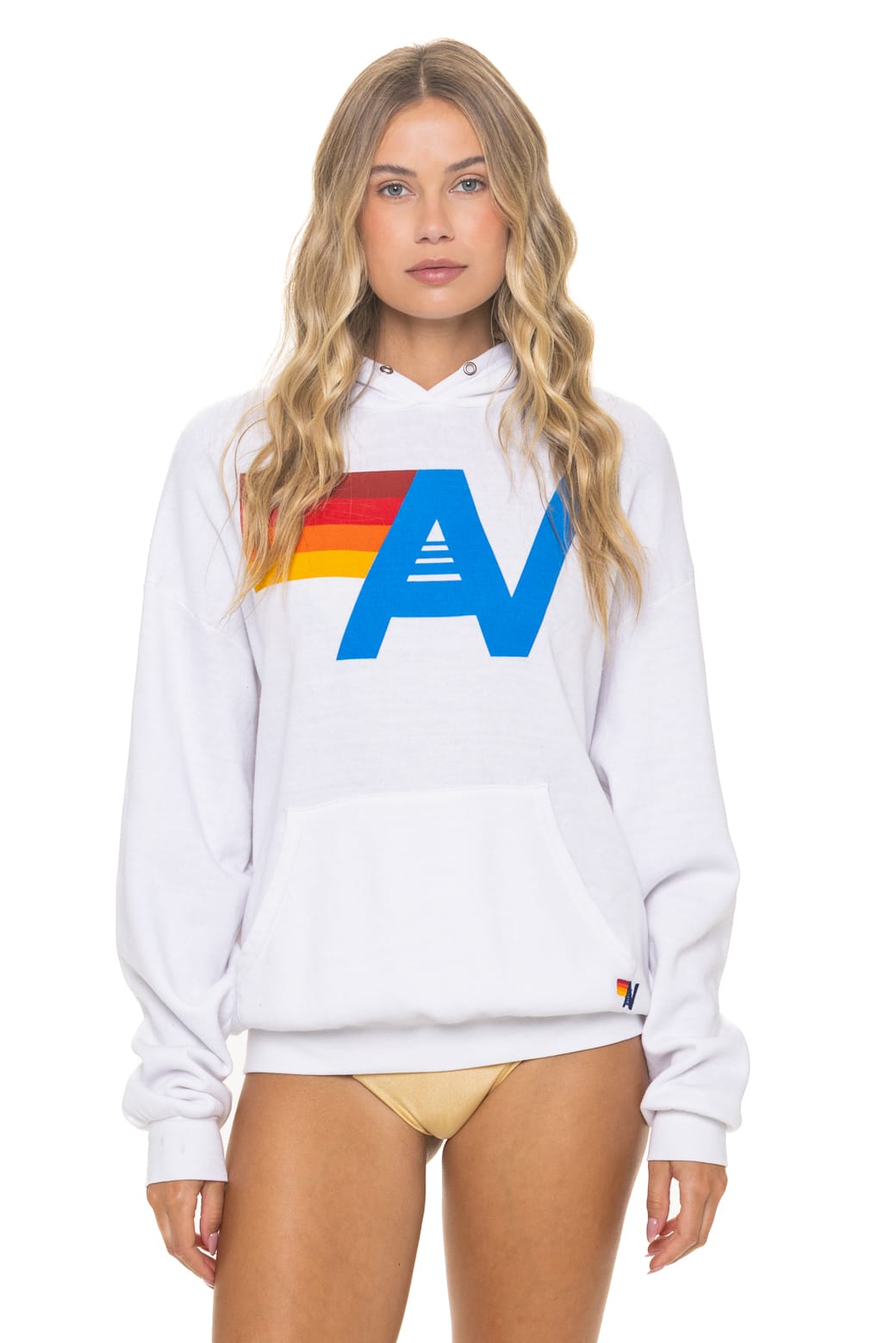 Retro LOGO PULLOVER RELAXED HOODIE - WHITE