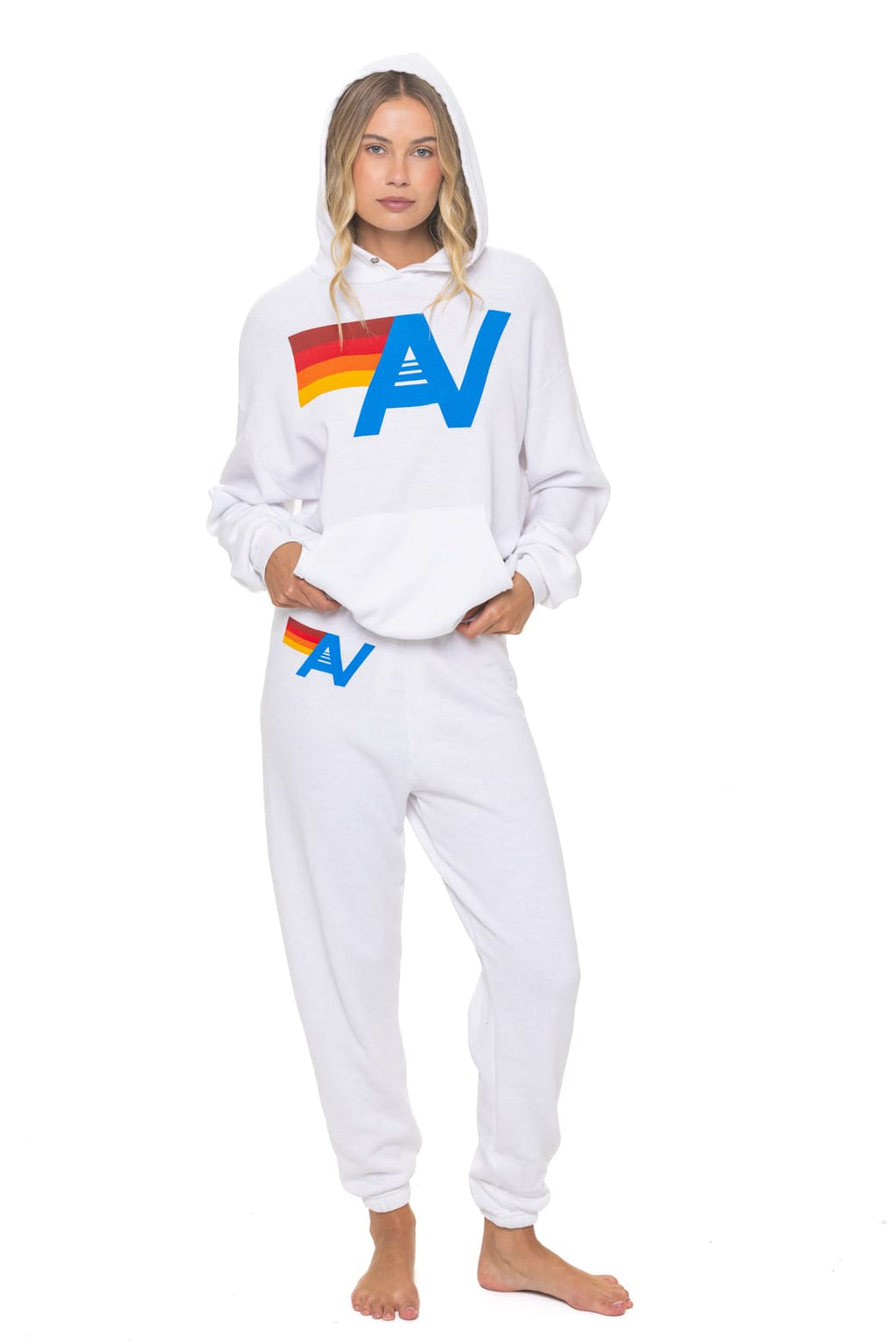 Retro LOGO PULLOVER RELAXED HOODIE - WHITE