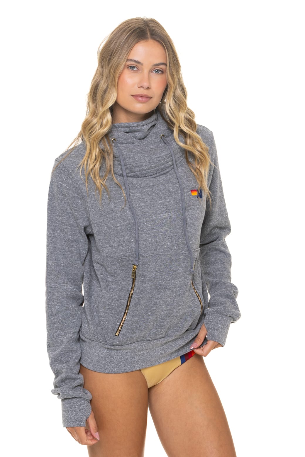 Retro NINJA PULLOVER HOODIE - HEATHER GREY