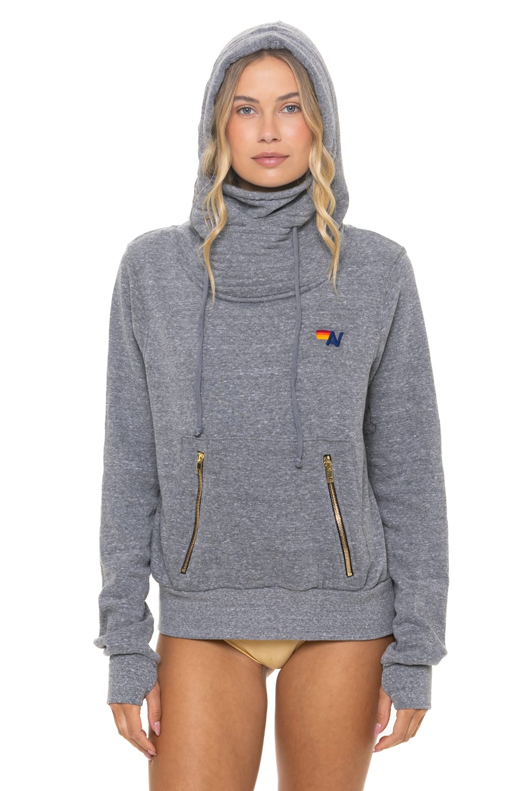 Retro NINJA PULLOVER HOODIE - HEATHER GREY