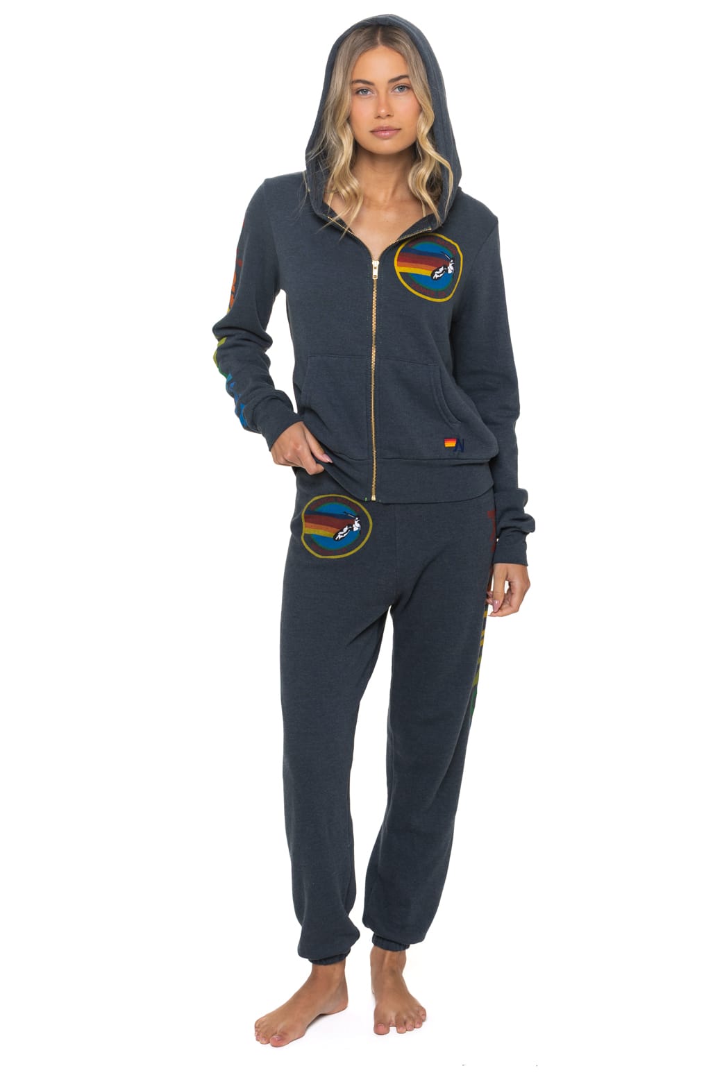 Retro AVIATOR NATION VENICE HOODIE - CHARCOAL