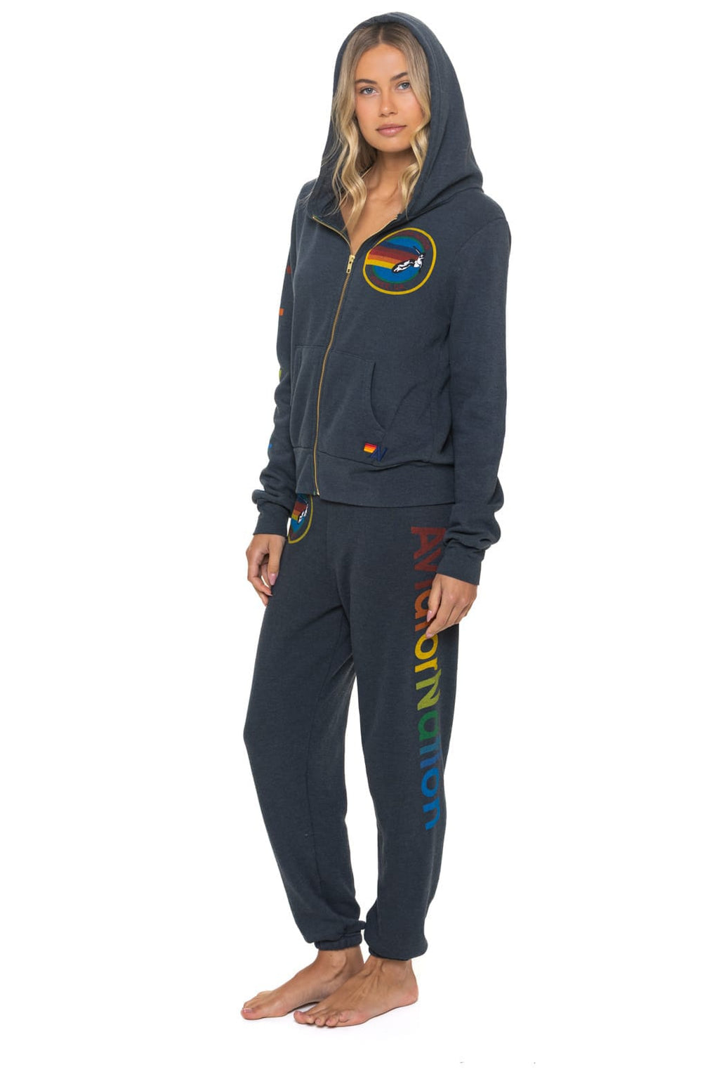 Retro AVIATOR NATION VENICE HOODIE - CHARCOAL