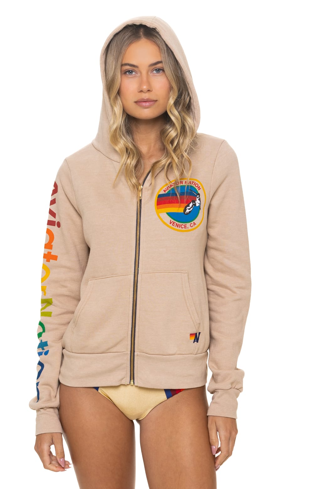 Retro AVIATOR NATION VENICE HOODIE - SAND