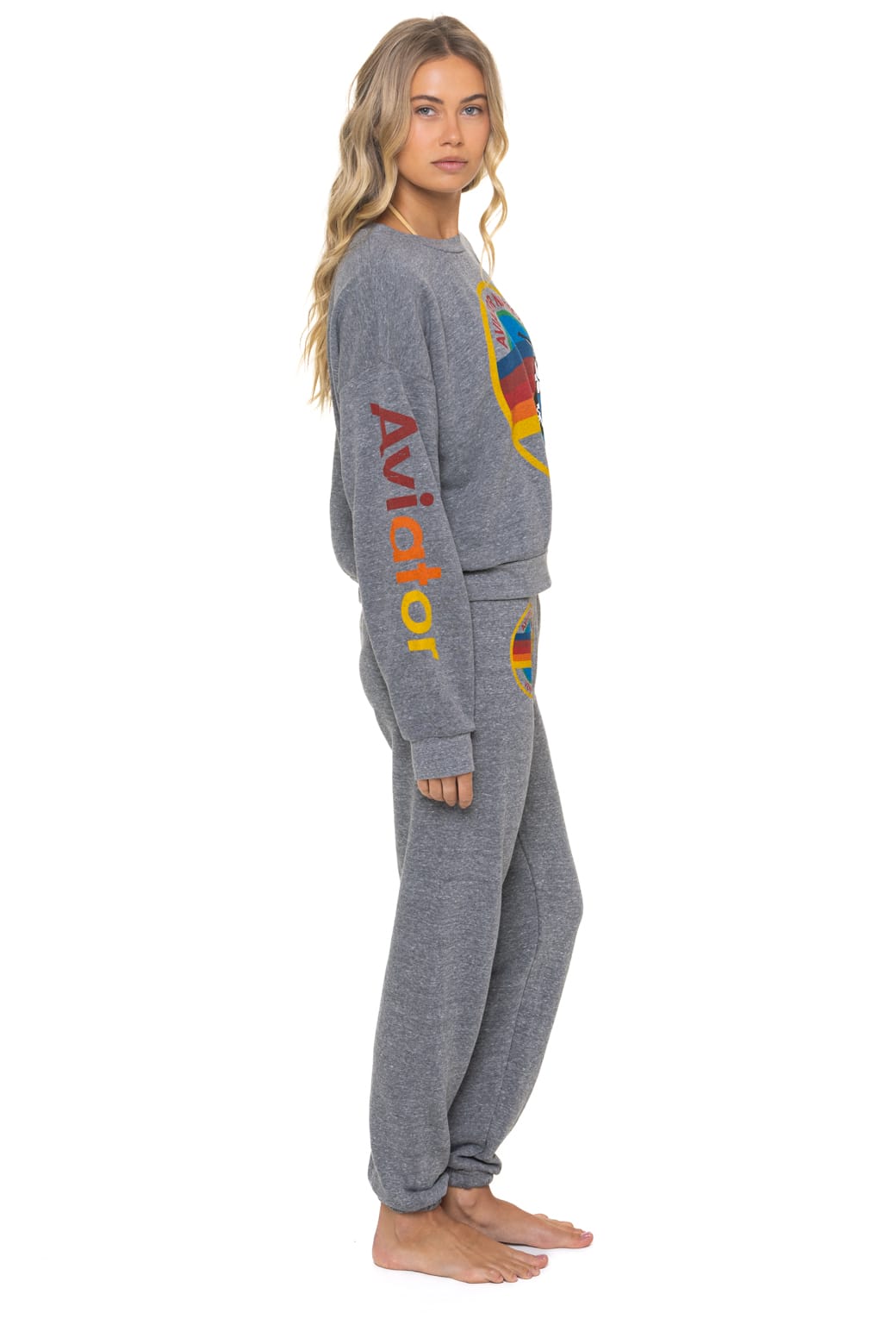 Retro AVIATOR NATION RELAXED VENICE CREW SWEATSHIRT - HEATHER GREY