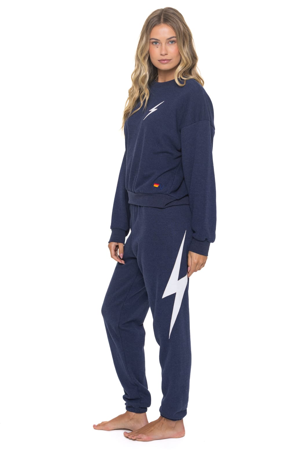 Retro BOLT STITCH RELAXED CREW SWEATSHIRT - NAVY WHITE