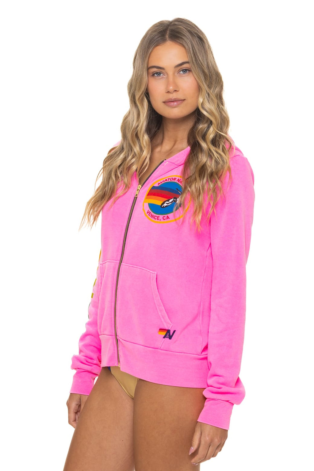 Retro AVIATOR NATION VENICE HOODIE - NEON PINK