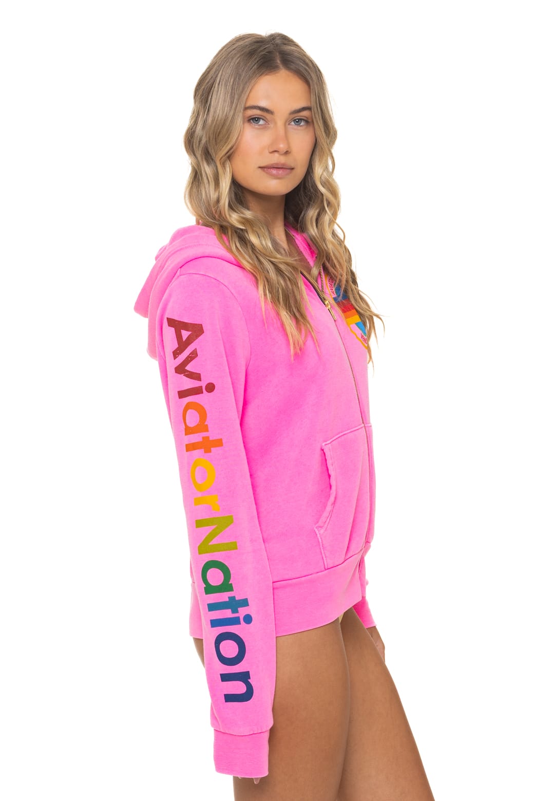 Retro AVIATOR NATION VENICE HOODIE - NEON PINK