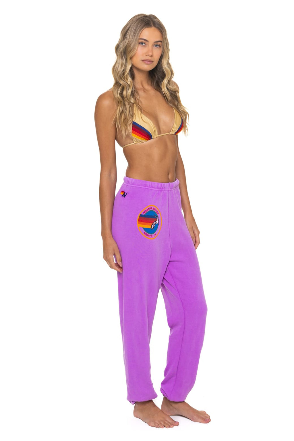 Retro AVIATOR NATION VENICE SWEATPANTS - NEON PURPLE