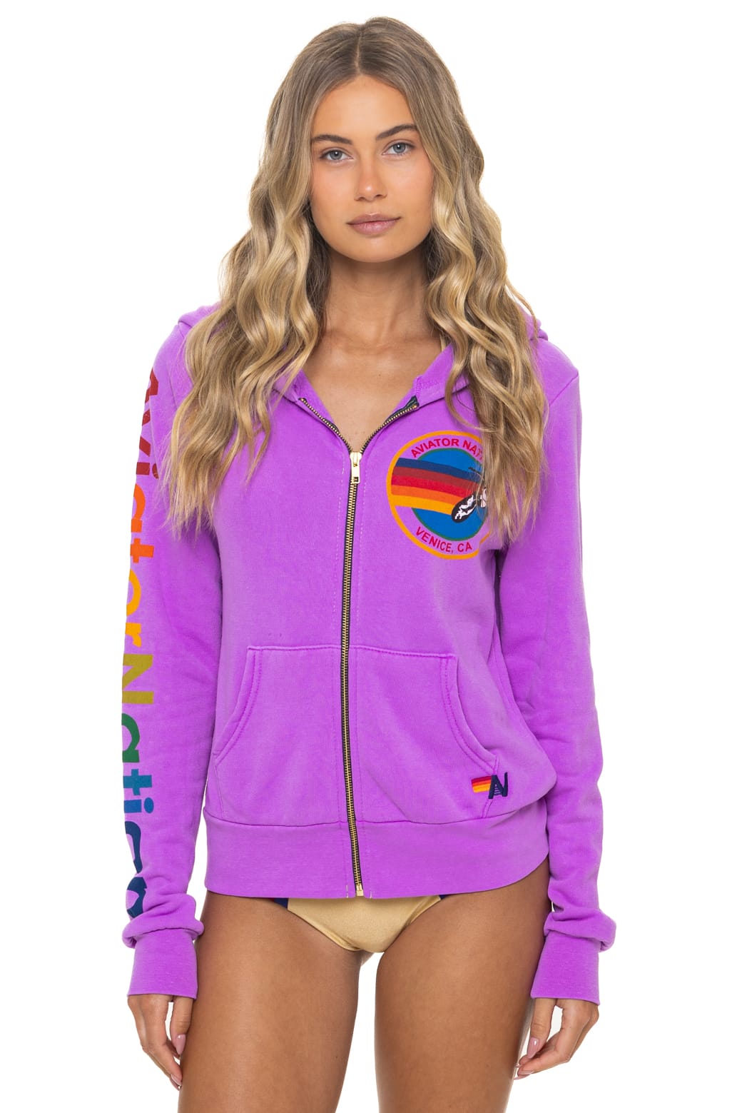 Retro AVIATOR NATION VENICE HOODIE - NEON PURPLE