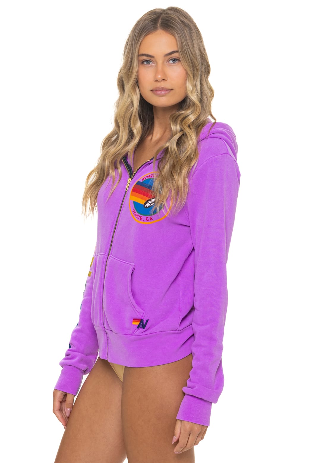Retro AVIATOR NATION VENICE HOODIE - NEON PURPLE