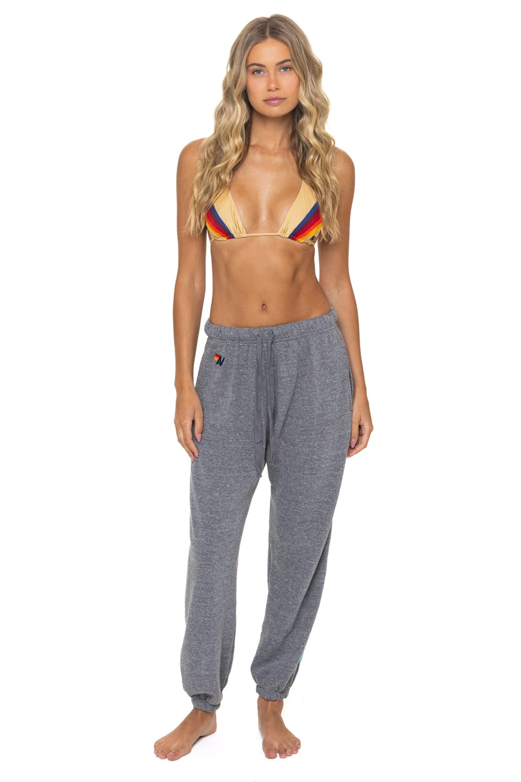 Retro 5 STRIPE SWEATPANTS - HEATHER GREY BLUE