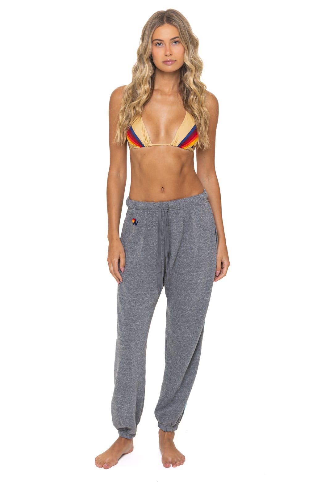 Retro 5 STRIPE SWEATPANTS - HEATHER GREY BLUE