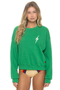 Retro BOLT STITCH RELAXED CREW SWEATSHIRT - KELLY GREEN WHITE