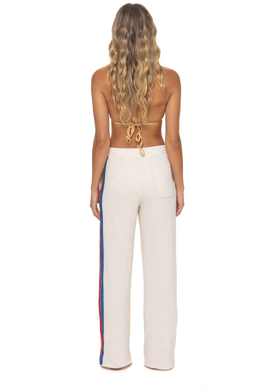 Retro 5 STRIPE WIDE LEG POCKET SWEATPANTS - VINTAGE WHITE