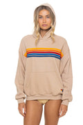 Retro 5 STRIPE RELAXED PULLOVER HOODIE - SAND