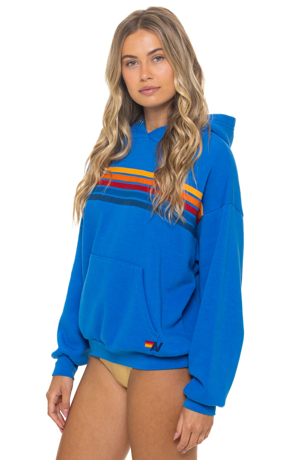 Retro 5 STRIPE RELAXED PULLOVER HOODIE - OCEAN