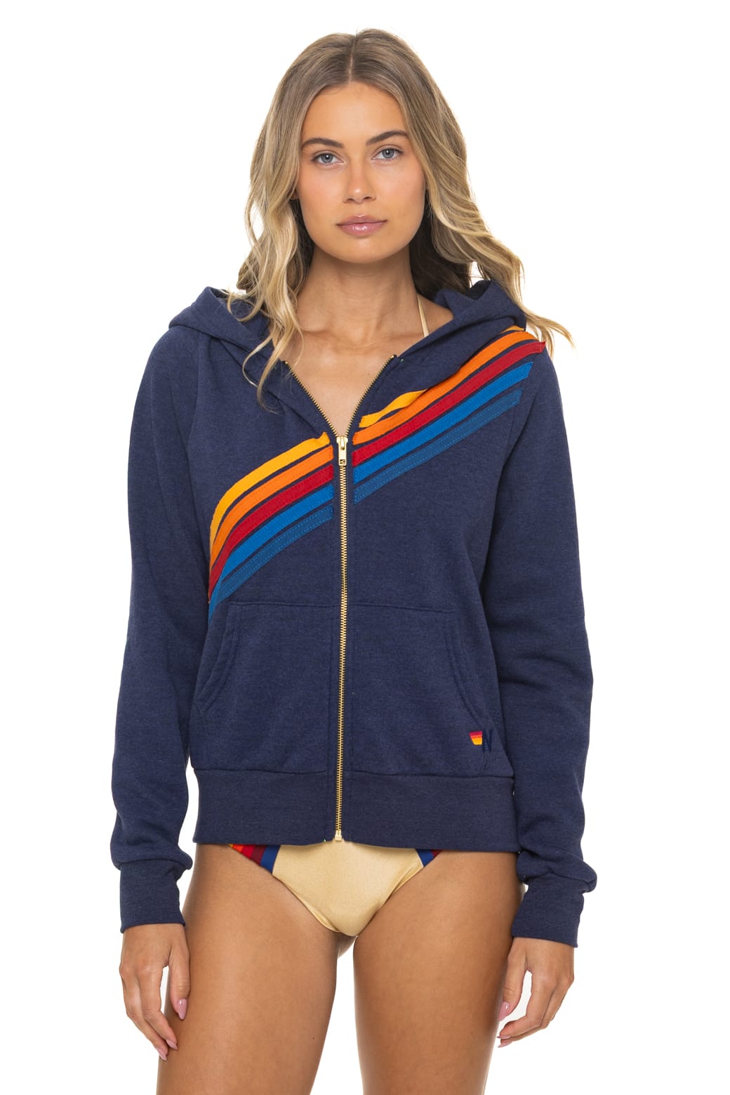 Retro DISCO ZIP HOODIE - NAVY