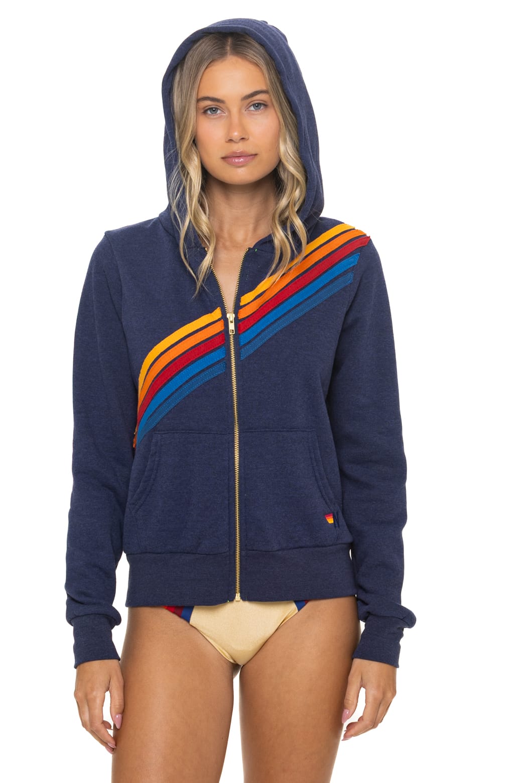 Retro DISCO ZIP HOODIE - NAVY