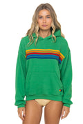Retro 5 STRIPE RELAXED PULLOVER HOODIE - KELLY GREEN