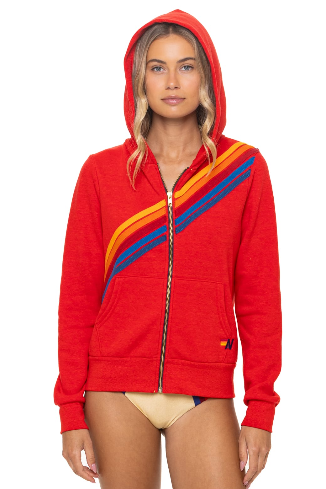 Retro DISCO ZIP HOODIE - RED