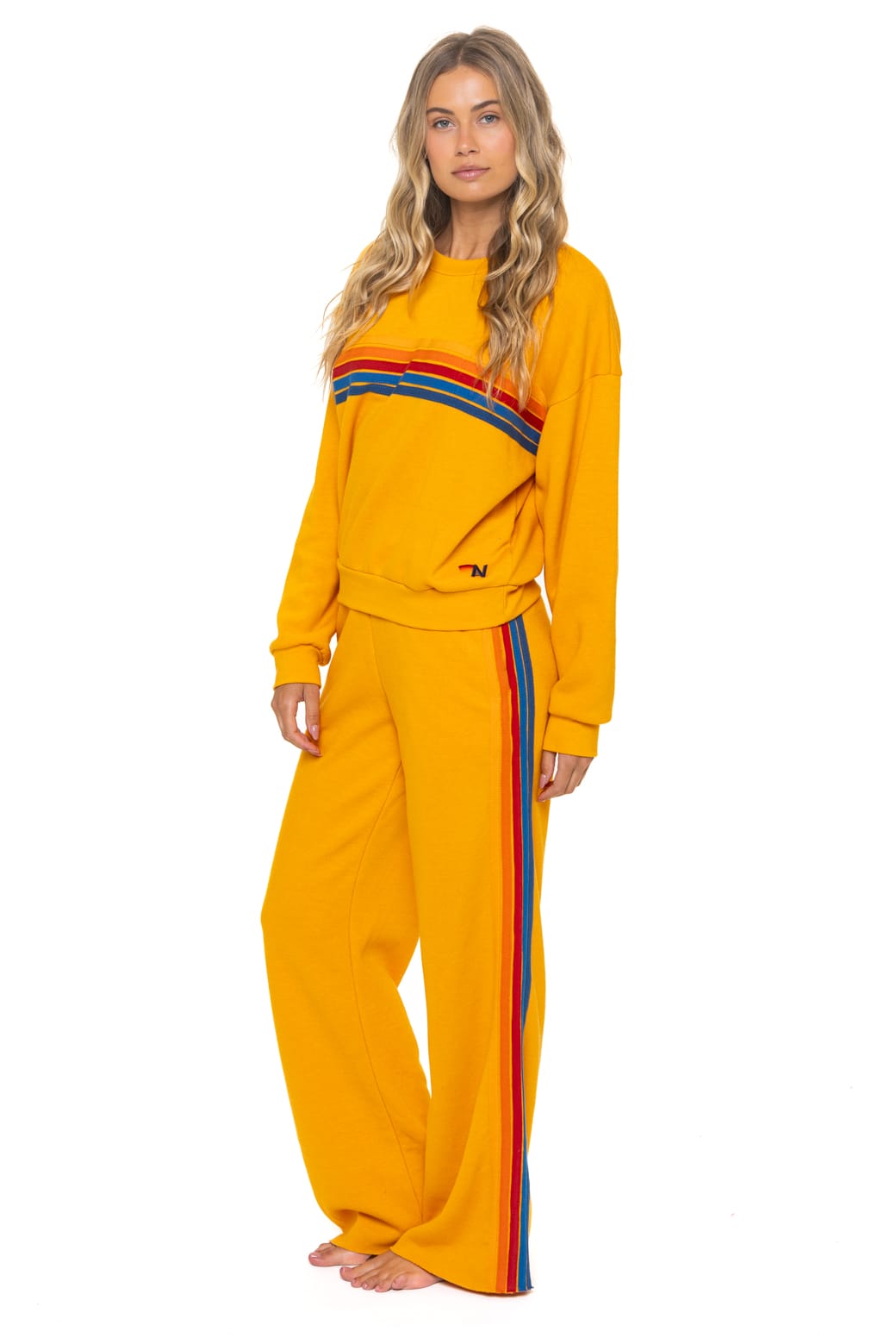 Retro 5 STRIPE RELAXED CREW SWEATSHIRT - VINTAGE GOLD