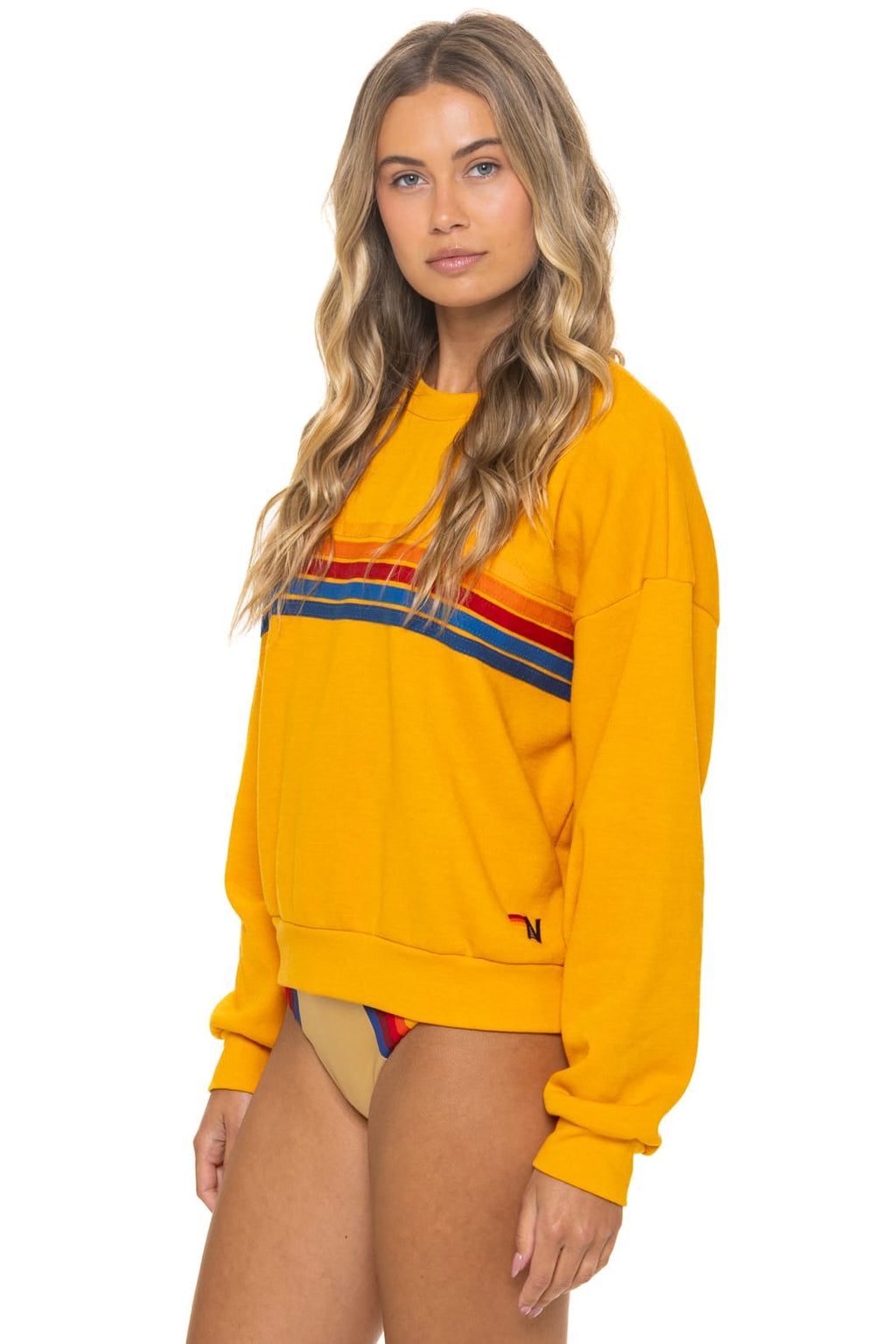 Retro 5 STRIPE RELAXED CREW SWEATSHIRT - VINTAGE GOLD
