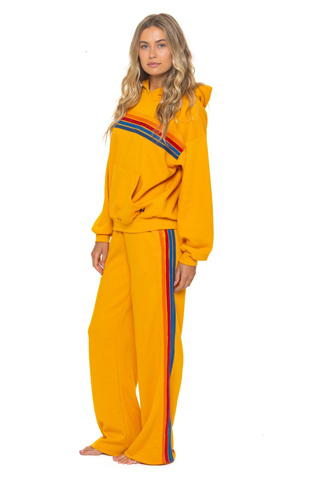 Retro 5 STRIPE RELAXED PULLOVER HOODIE - VINTAGE GOLD