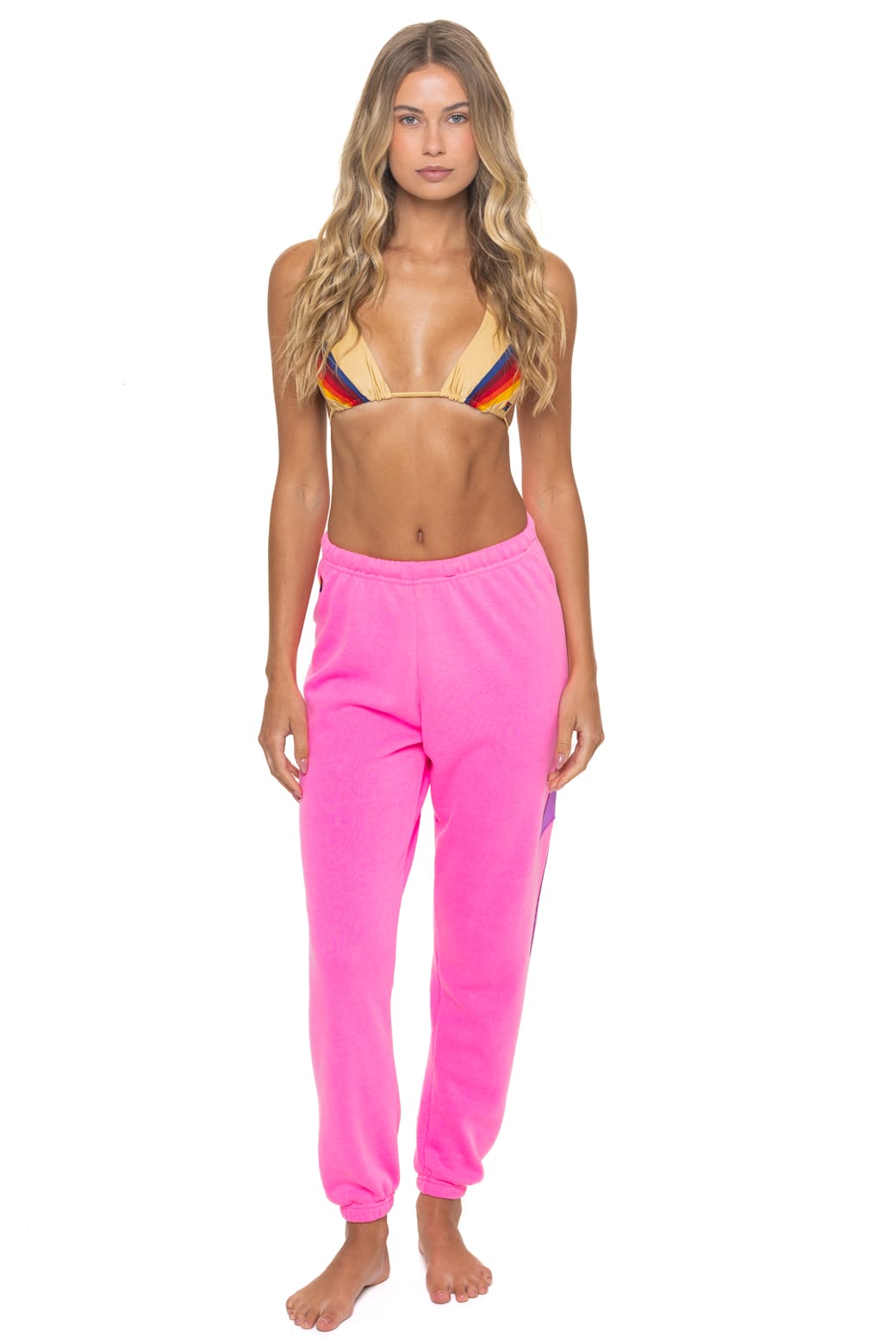 Retro BOLT STITCH SWEATPANTS - NEON PINK NEON PURPLE