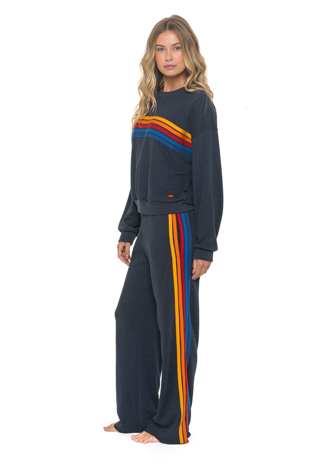 Retro 5 STRIPE RELAXED CREW SWEATSHIRT - CHARCOAL