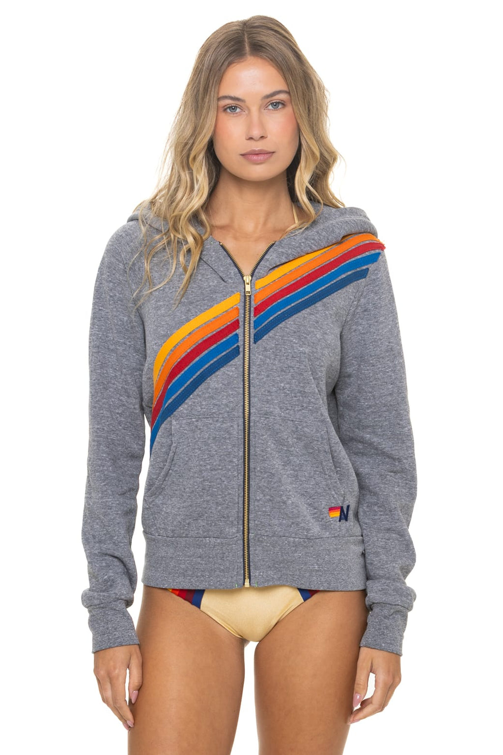 Retro DISCO ZIP HOODIE - HEATHER GREY