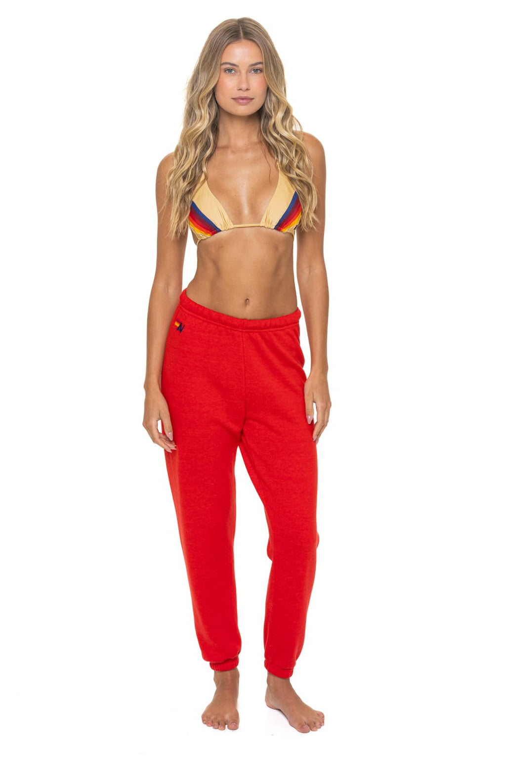 Retro BOLT STITCH SWEATPANTS - RED WHITE
