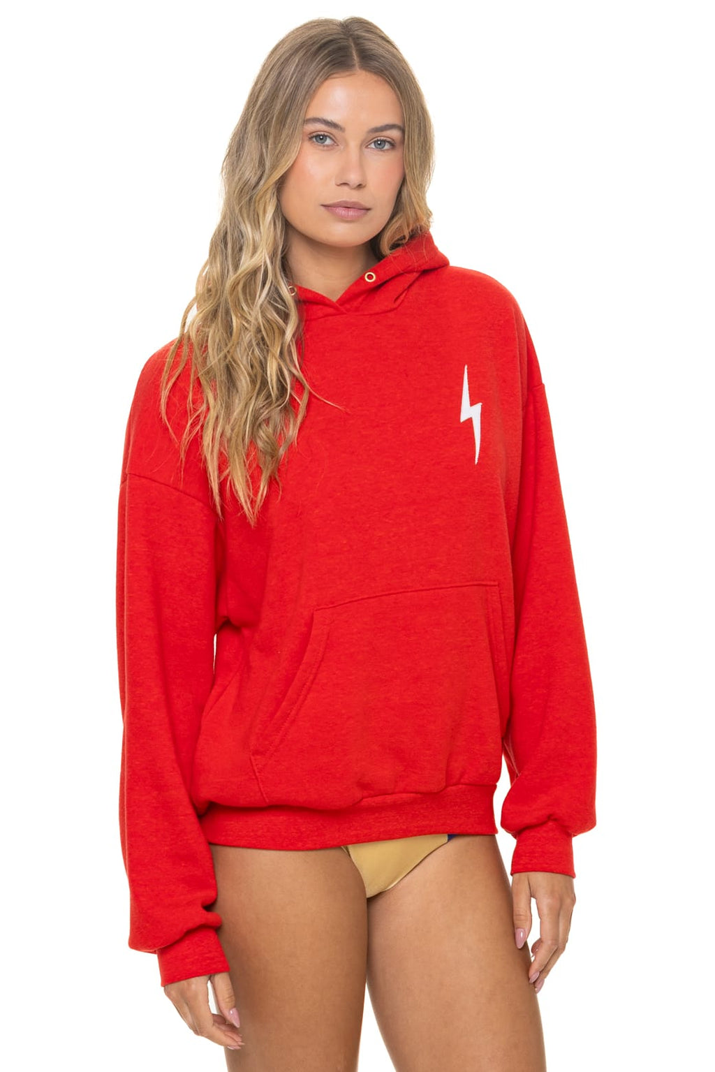 Retro BOLT STITCH RELAXED PULLOVER HOODIE - RED WHITE