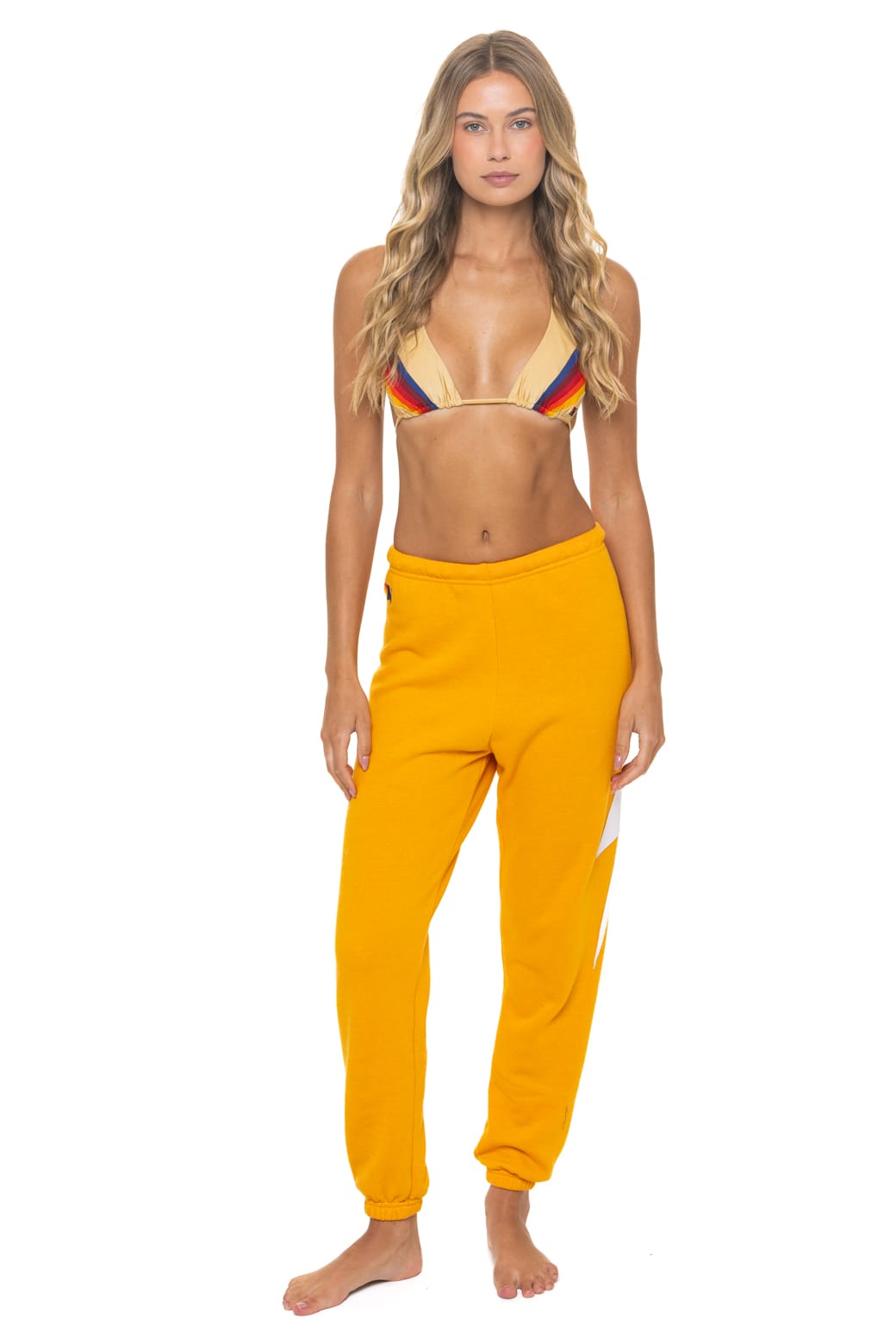Retro BOLT STITCH SWEATPANTS - VINTAGE GOLD WHITE