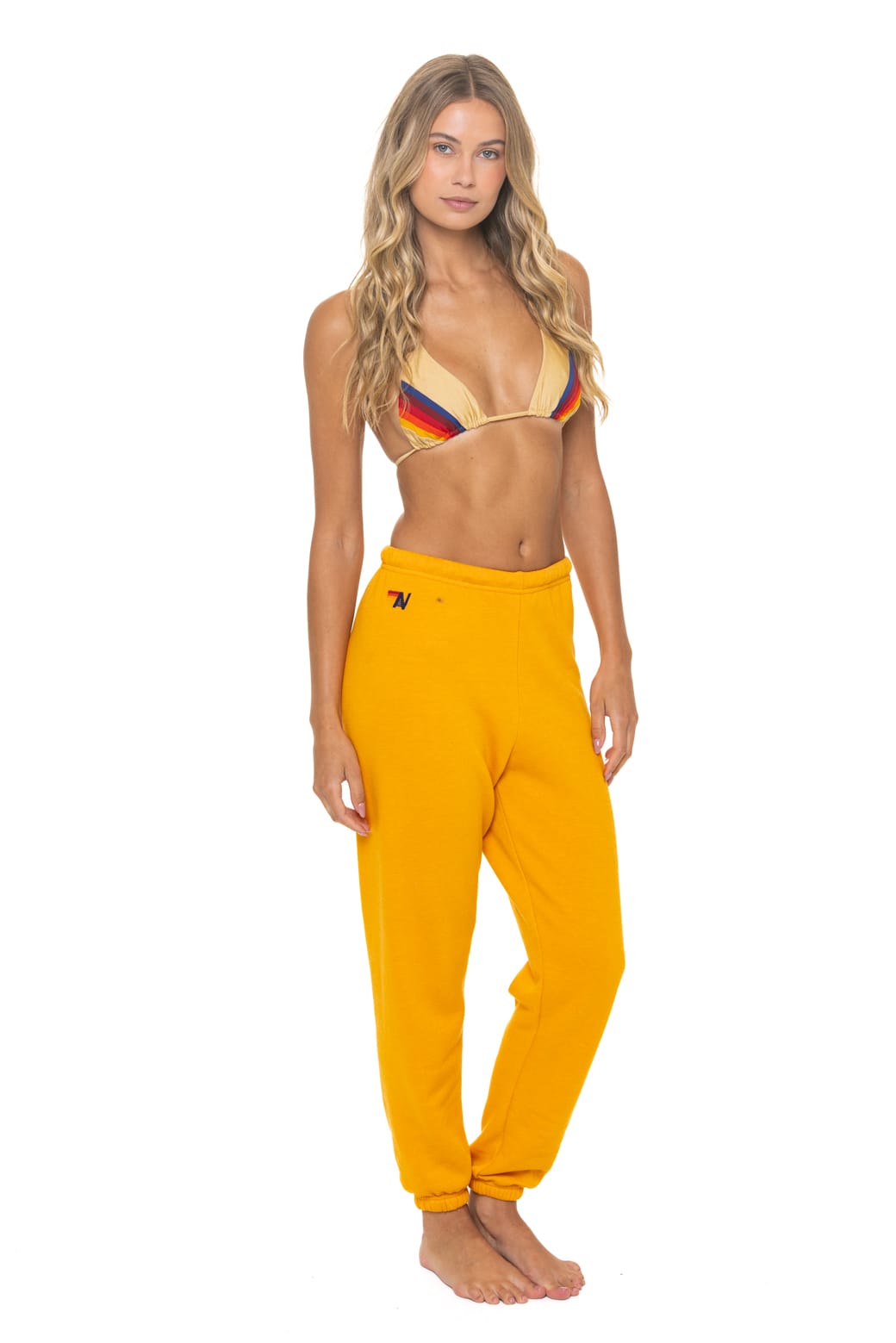 Retro BOLT STITCH SWEATPANTS - VINTAGE GOLD WHITE